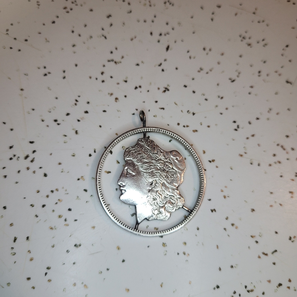 Liberty Silver Color Cutout Coin Pendant